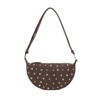Studded Half Moon Shoulder Bag