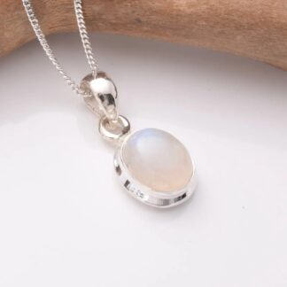 925 Sterling Silver Moonstone Oval 18” Necklace