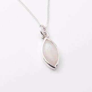 925 Sterling Silver Moonstone Marquis 18” Necklace
