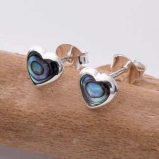925 Sterling Silver 6mm Abalone Heart Stud Earrings
