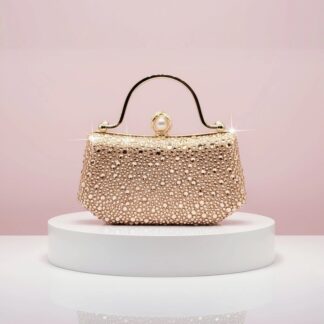 Crystal Beaded & Pearl Clasp Clutch Bag