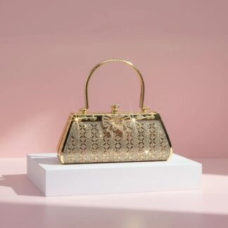 Bow Crystal Clutch Bag with Carry Handle