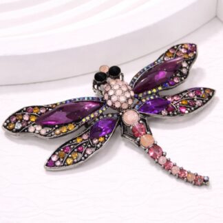 Crystal Pink Dragonfly Statement Brooch Pin