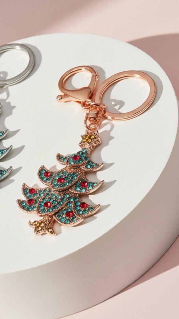 Christmas Tree Crystal Keyring & Bag Charm