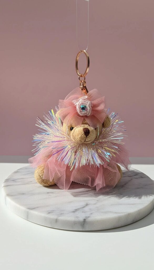 Teddy Bear with Tutu Bag Charm Key Ring