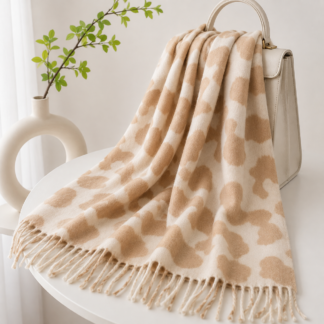 Leopard Print Scarf with Fringe