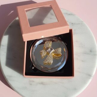Crystal Bow Compact Mirror with Gift Box