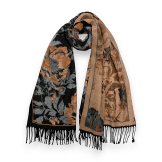 Flower Reversible Print Cashmere Blend Winter Scarf