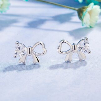 Bow Crystal Sterling Silver Earrings