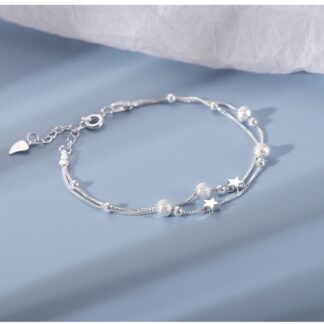 Moon & Star Sterling Silver Bracelet